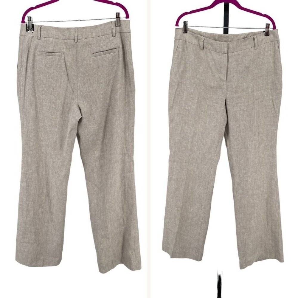 NWT Jones New York Wide Leg Linen Womens Pants sz 12 Gray Lagenlook Mid Rise